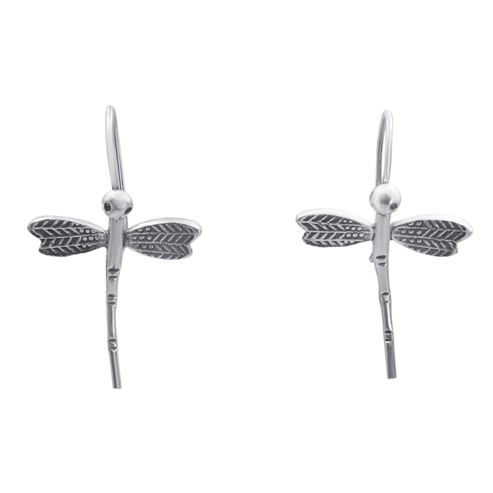 Hill Tribe Silver Dragonfly Threader Earrings Insect Dangle Style