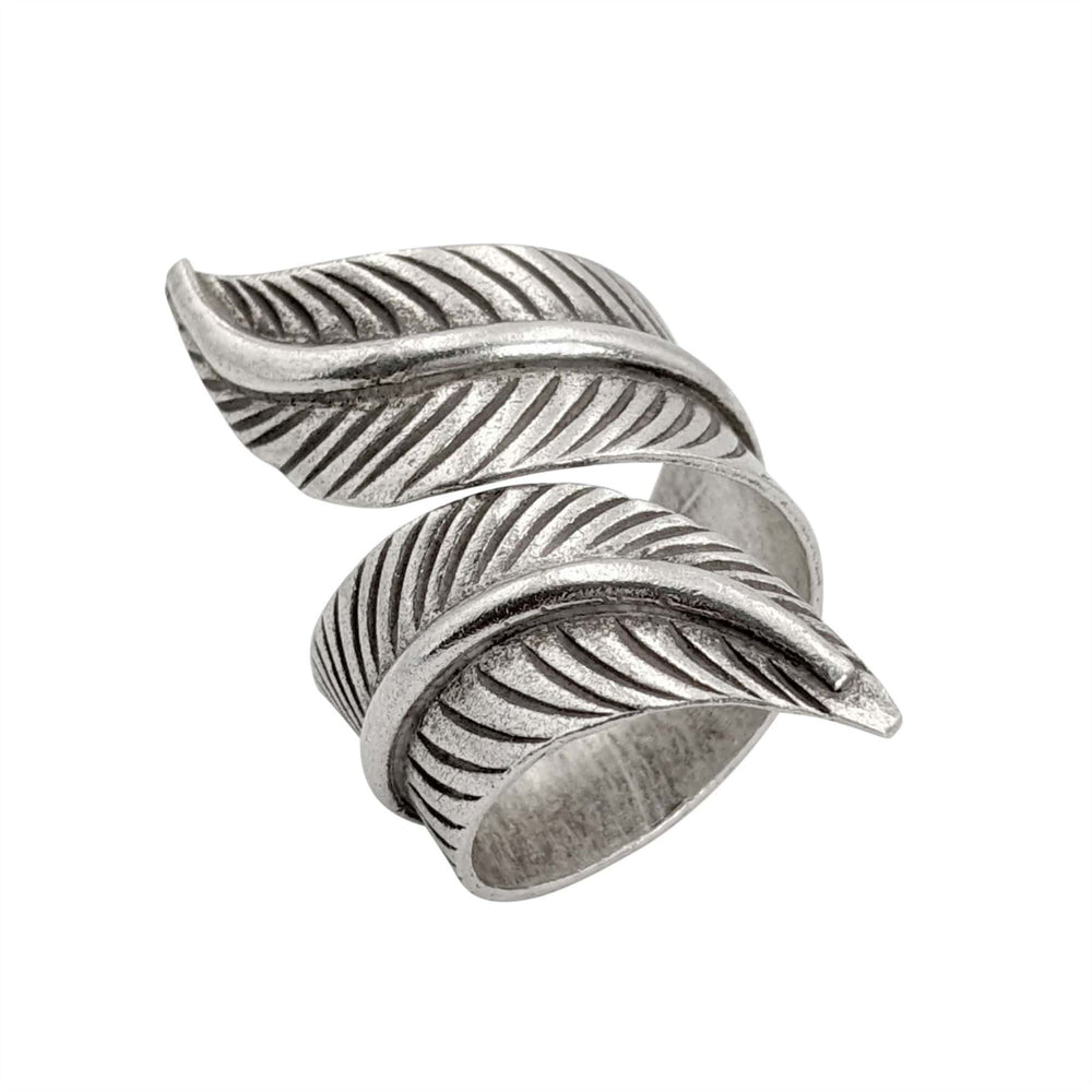 Hill Tribe Silver Chunky Leaf Ring Statement Half-Finger Wraparound