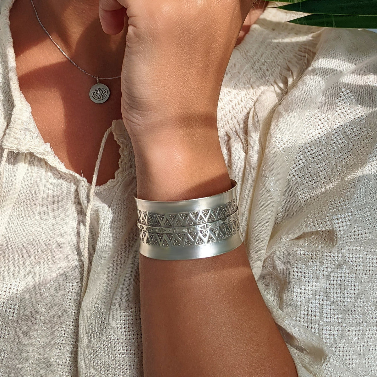 Karen Hill Tribe Bangle | 925 Silver Tribal Cuff | Silverly