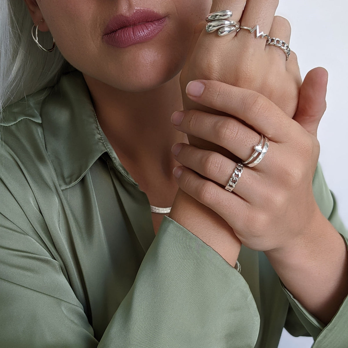 Sterling Silver Cuban Chain Link Ring Wedding Band Silverly