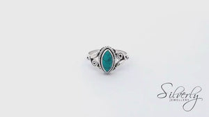 
                  
                    Load and play video in Gallery viewer, Sterling Silver Marquise Turquoise Indian Vintage Style Bohemian Ring
                  
                