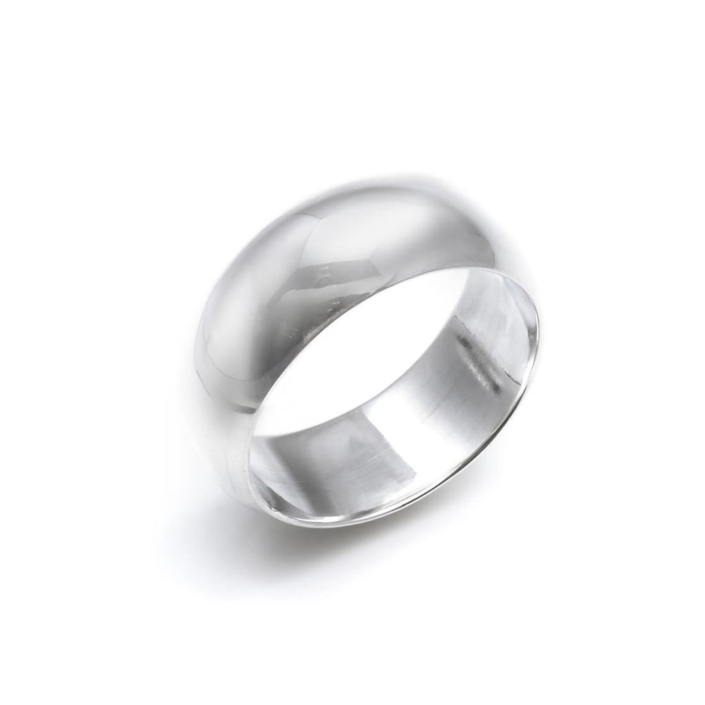 Sterling Silver Wide Curved Wedding Band Classic Plain Court Ring
