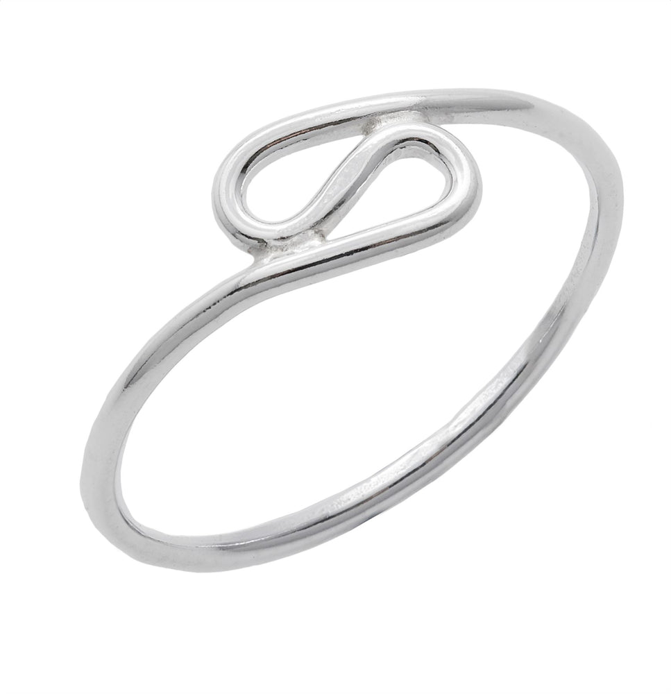 Sterling Silver Wave Loop Pinky Midi Finger Toe Ring Simple Thin Band