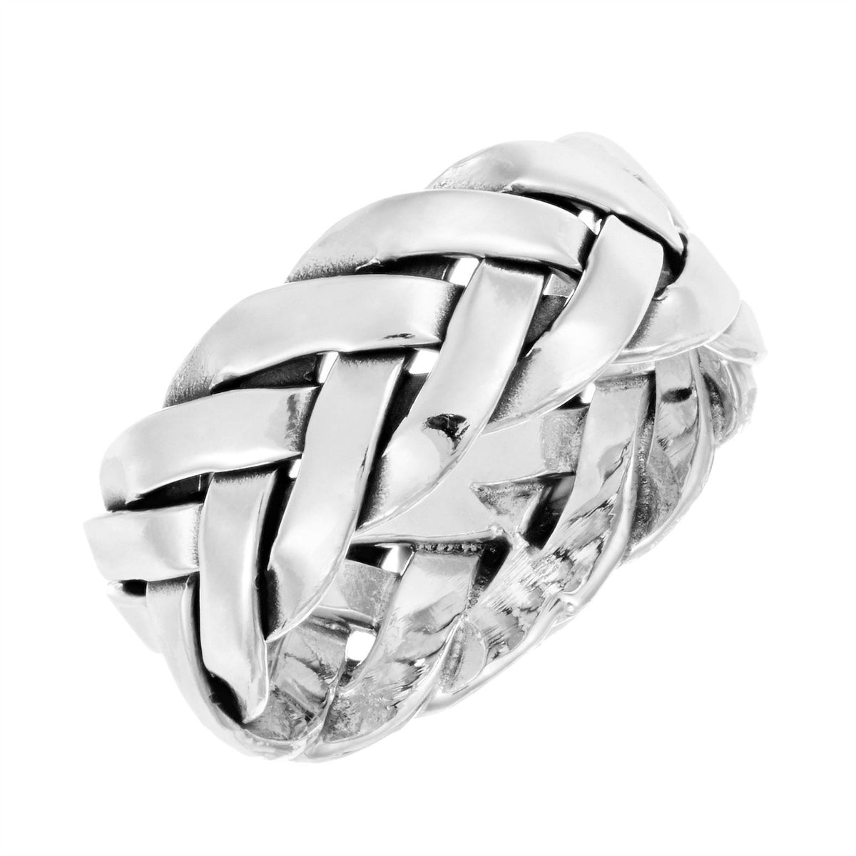 Sterling Silver Chunky Braid Ring Wide Woven Band for Him and Her
