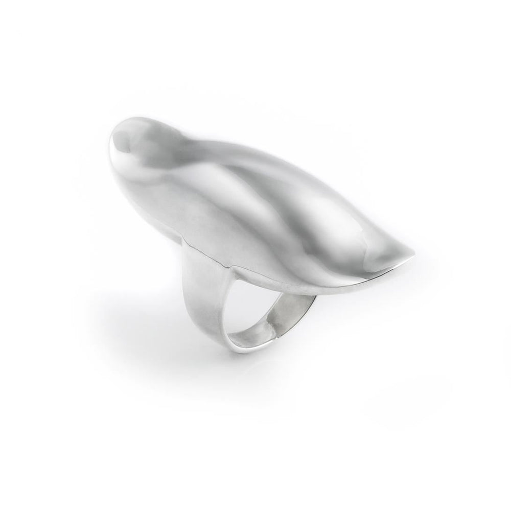 Sterling Silver Statement Chunky Long Full Finger Armour Ring 43 mm