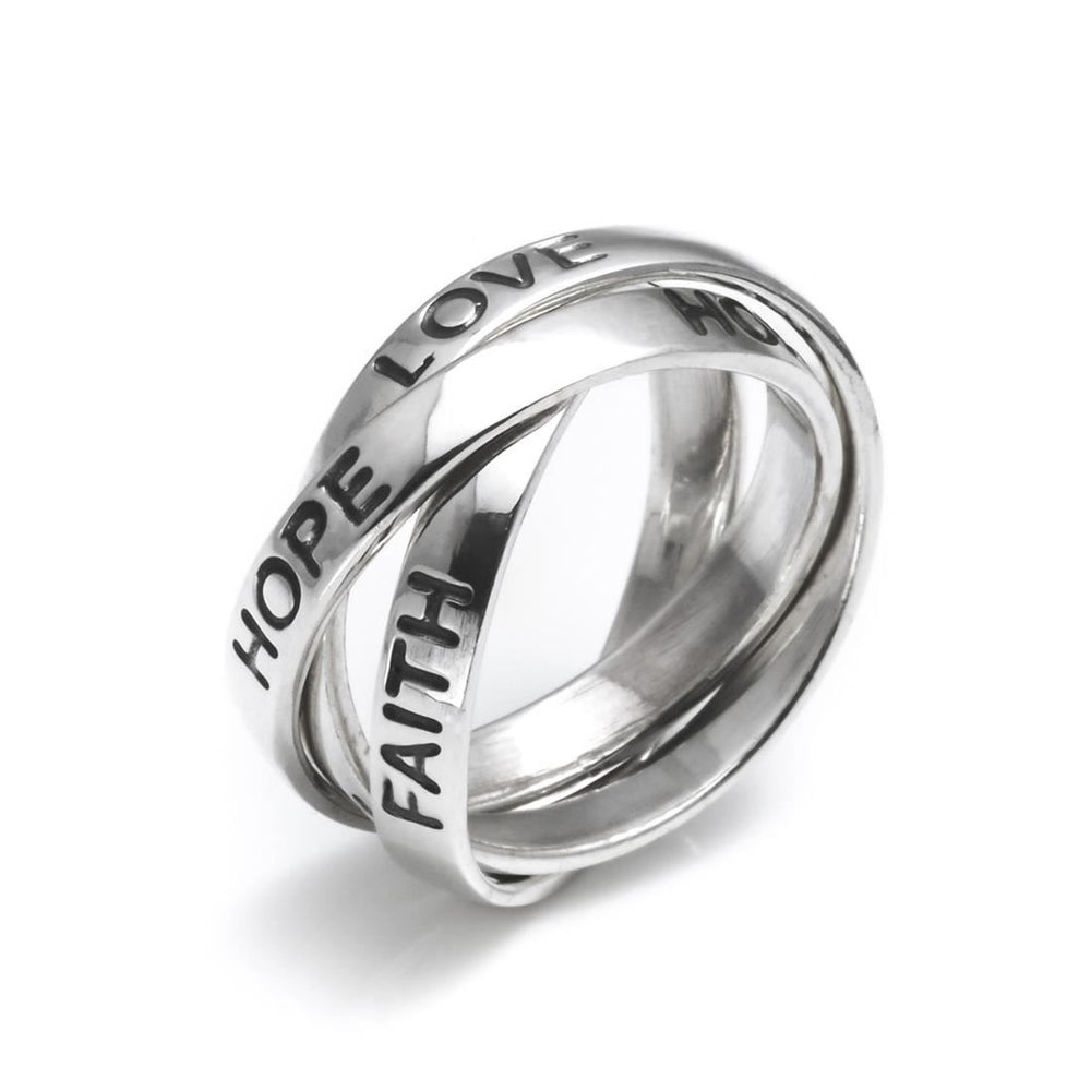 Sterling Silver Russian Wedding Ring With "Love Faith Hope" Engraved