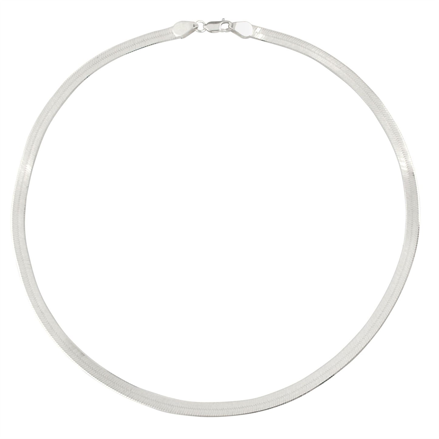 Sterling Silver Classic Wide Plain Flat Herringbone Chain Necklace