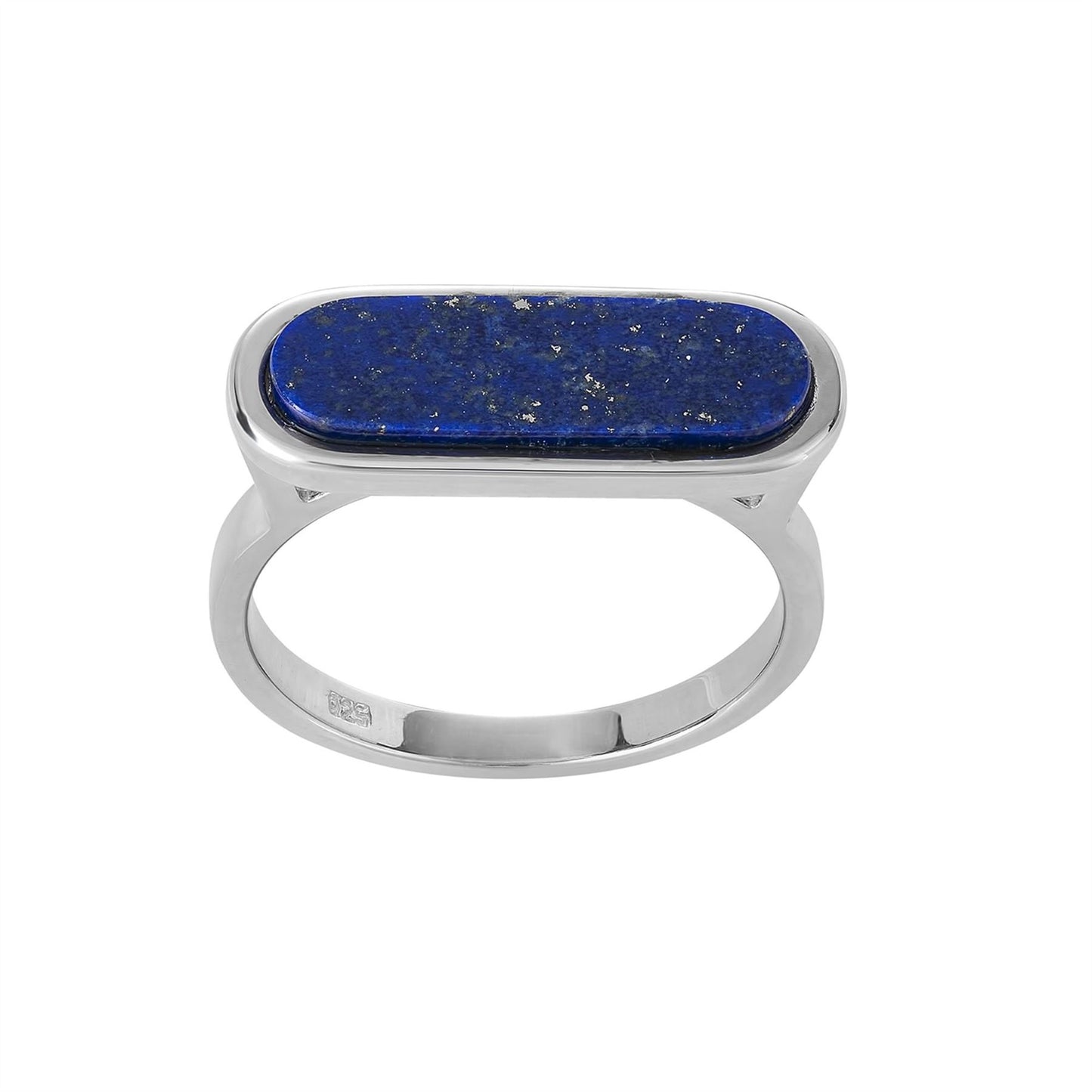 Sterling Silver Lapis Lazuli Contemporary Blue Gemstone Capsule Ring