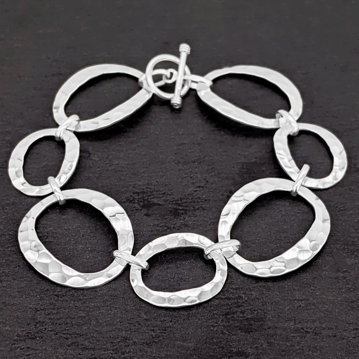 Hammered Silver Link Bracelet, Recycled .935 Silver Link Bracelet selling