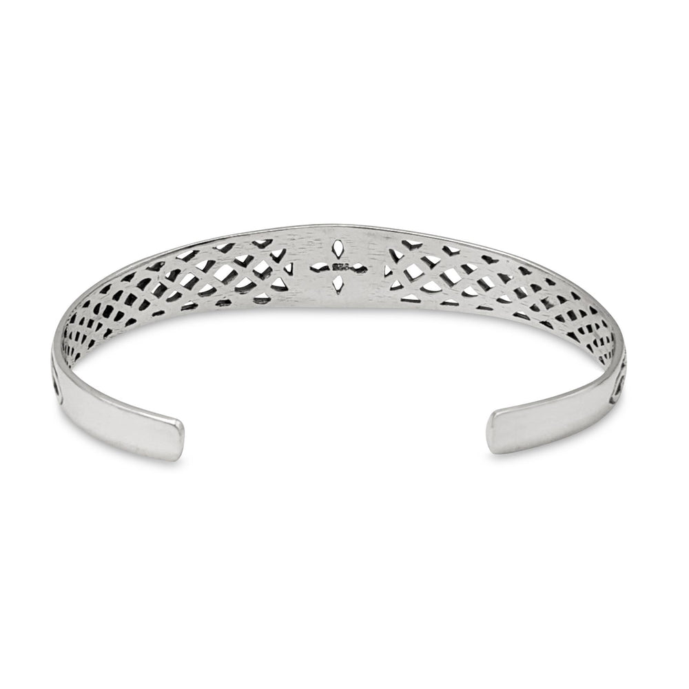 Sterling Silver Celtic Quaternary Knot Cuff Bangle - Open Adjustable Design