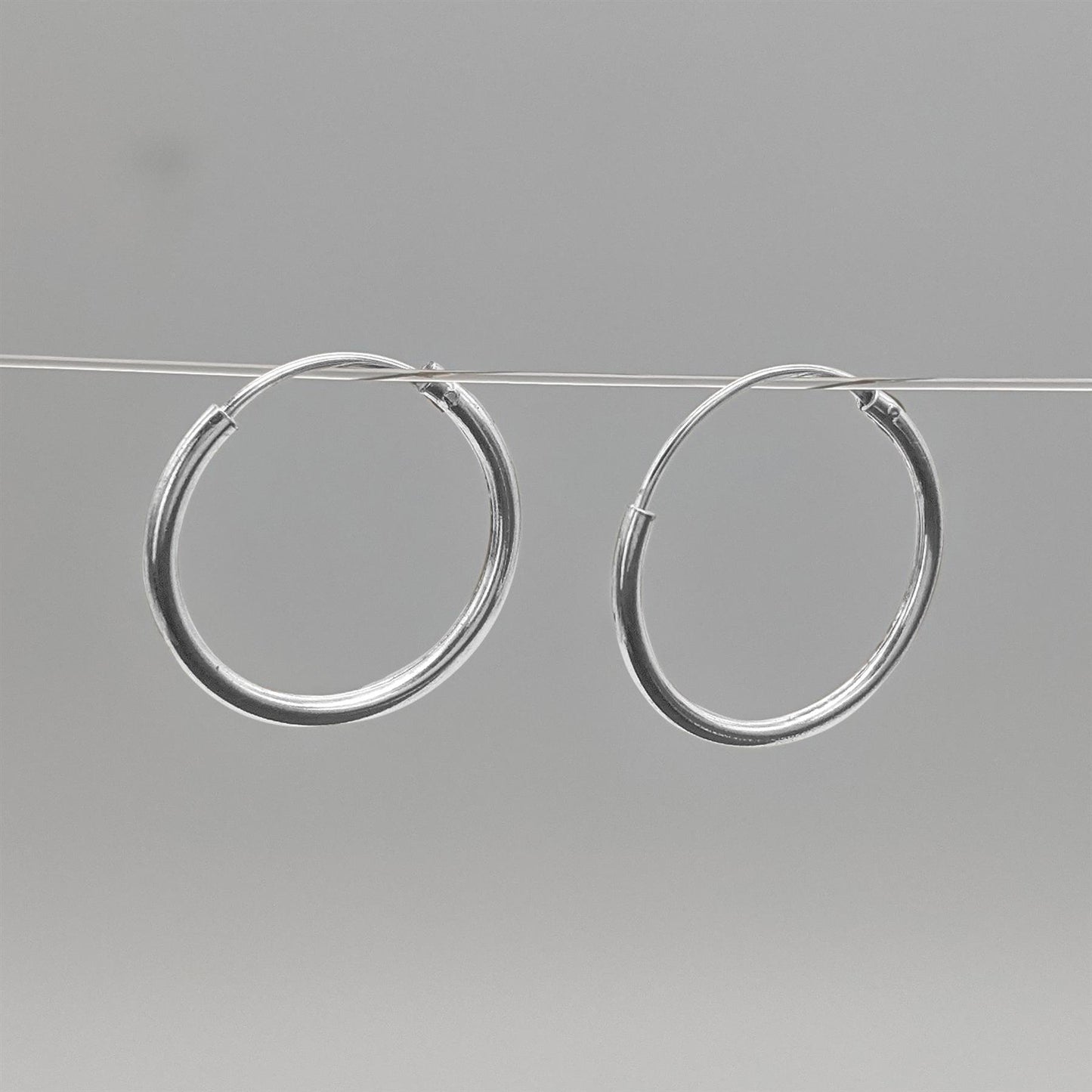 Sterling Silver Small 16 mm Thin Hoops Hinged Hoop Earrings
