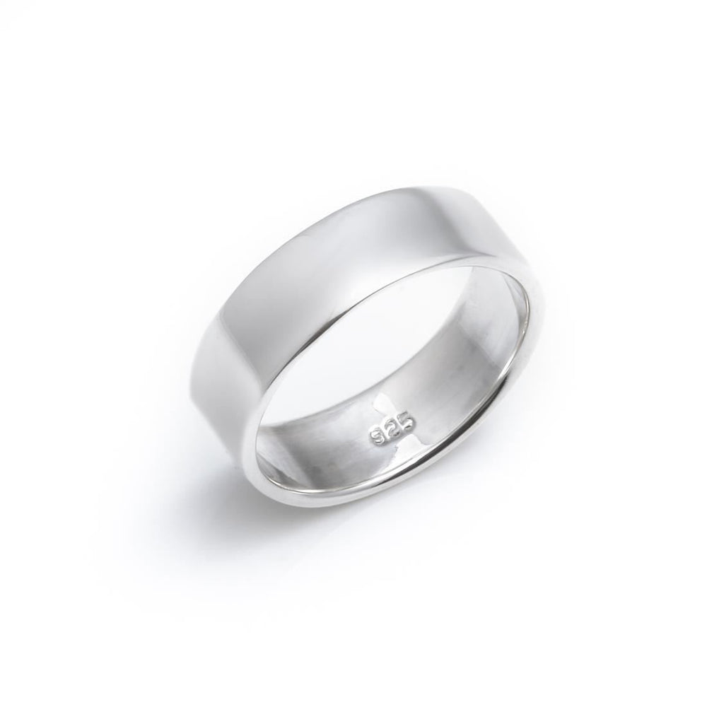 Sterling Silver Plain Wide Wedding Band Ring Classic Flat Court Design