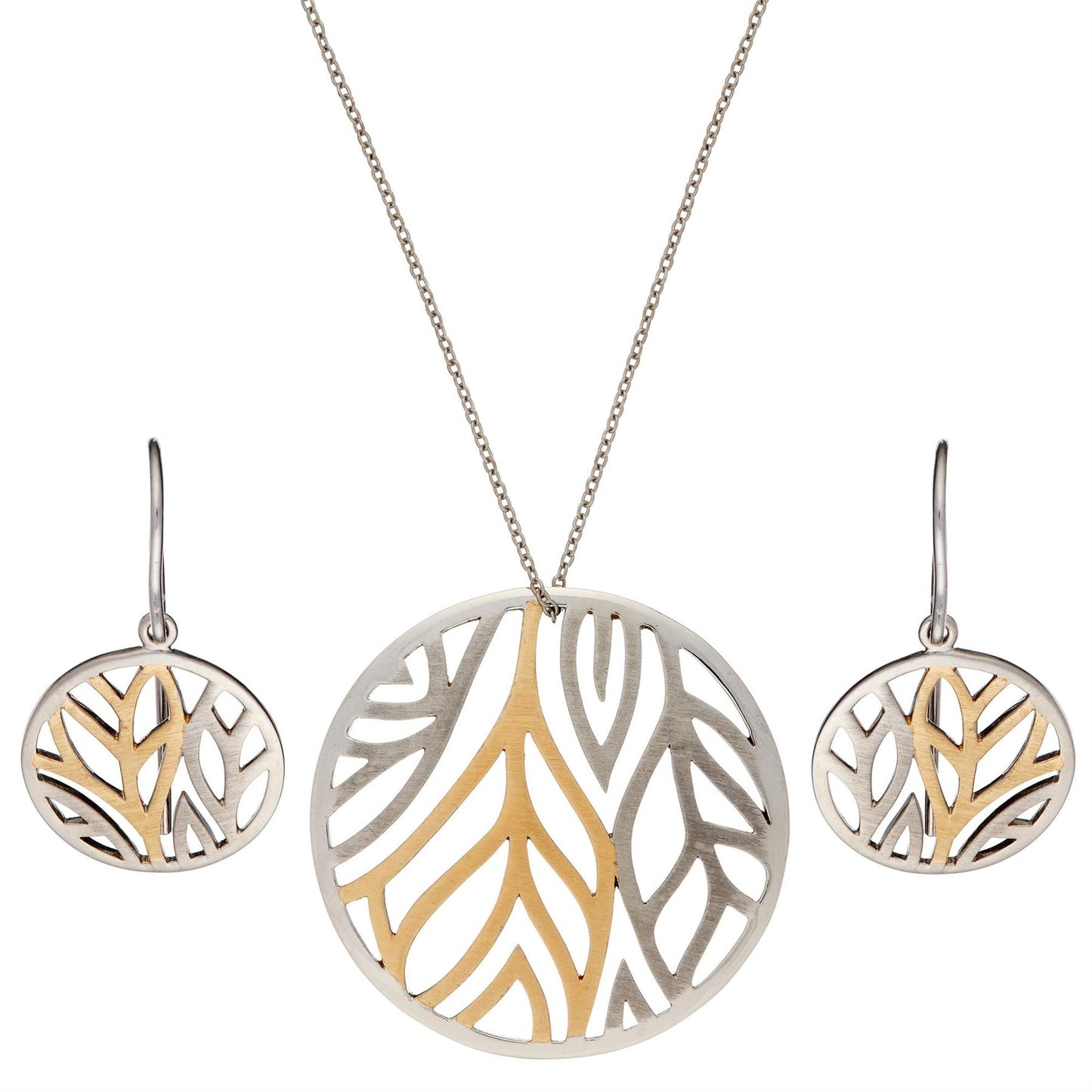 Gold Plated Sterling Silver Round Cut-Out Leaf Set - Silverly