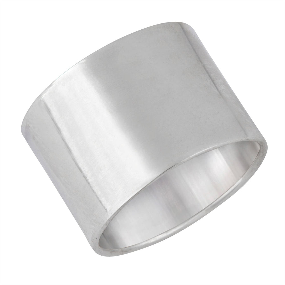 Sterling Silver Wide Plain Polished Ring Chunky Thick Thumb Band