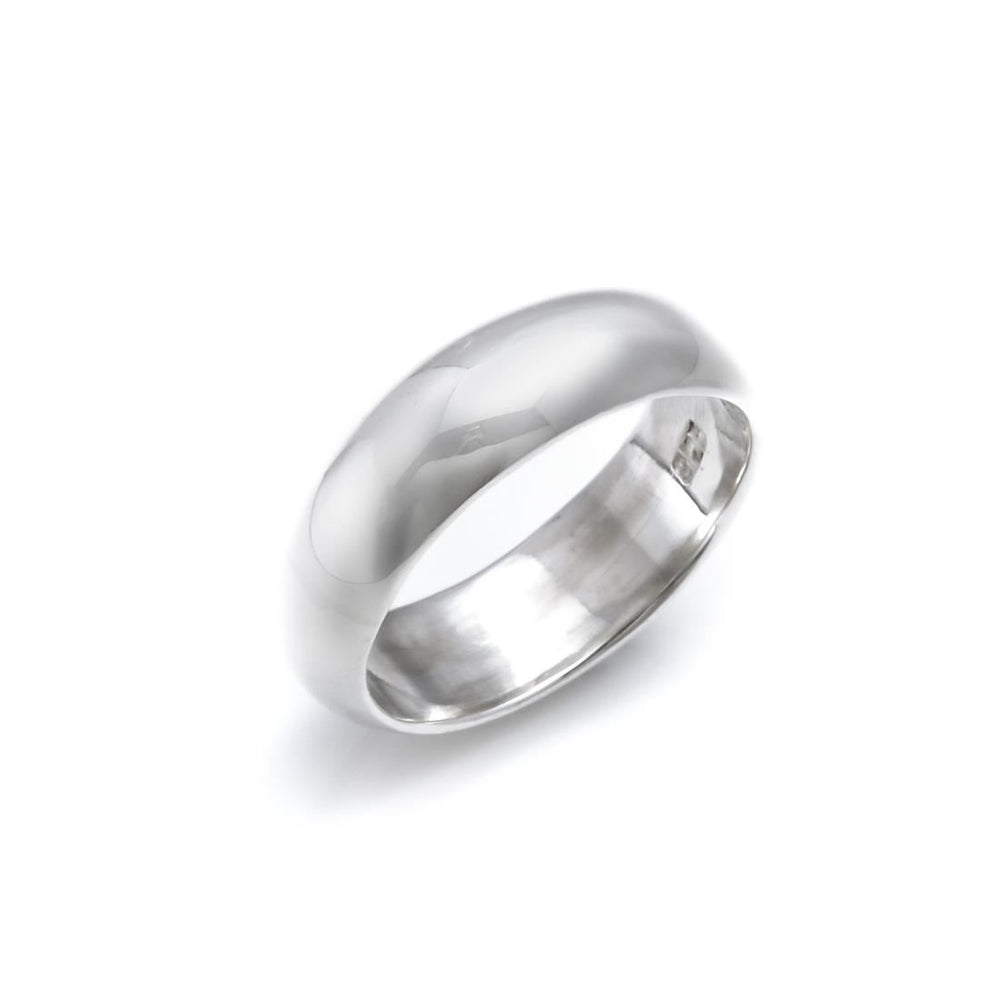 Sterling Silver Wide Promise Curved Band Plain Court Wedding Ring