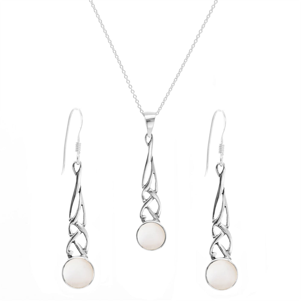 Sterling Silver Mother Pearl Celtic Knot Set - Silverly