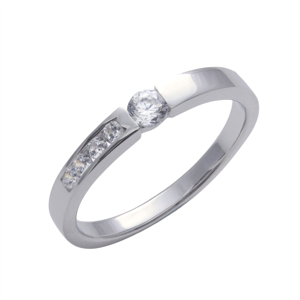 Sterling Silver Cubic Zirconia Channel Set Engagement Band Ring