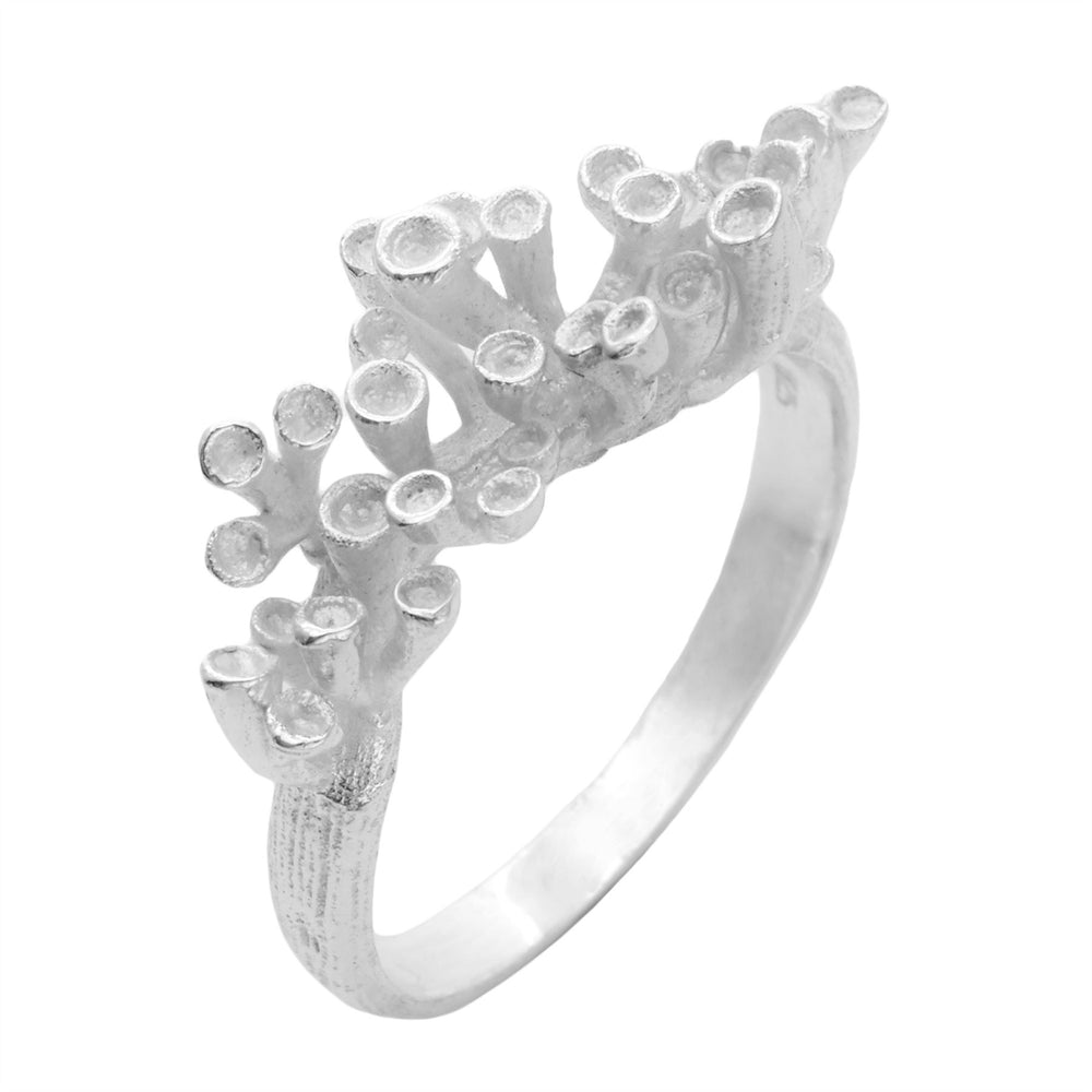 Sterling Silver Satin Finish Ocean Sea Coral Reef Ring Unique Design