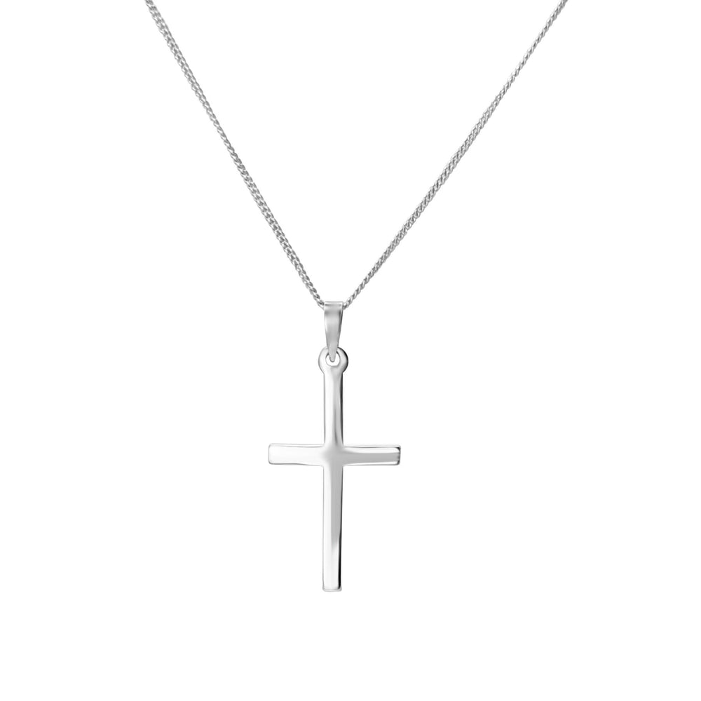Sterling Silver Classic Cross Necklace Polished Crucifix Pendant