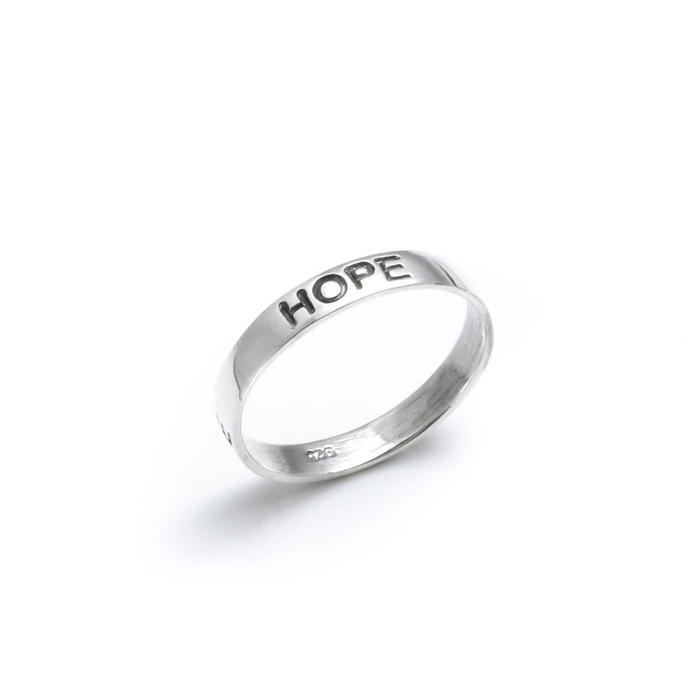 Sterling Silver Classic Plain Band Ring "Love Faith Hope" Engraved