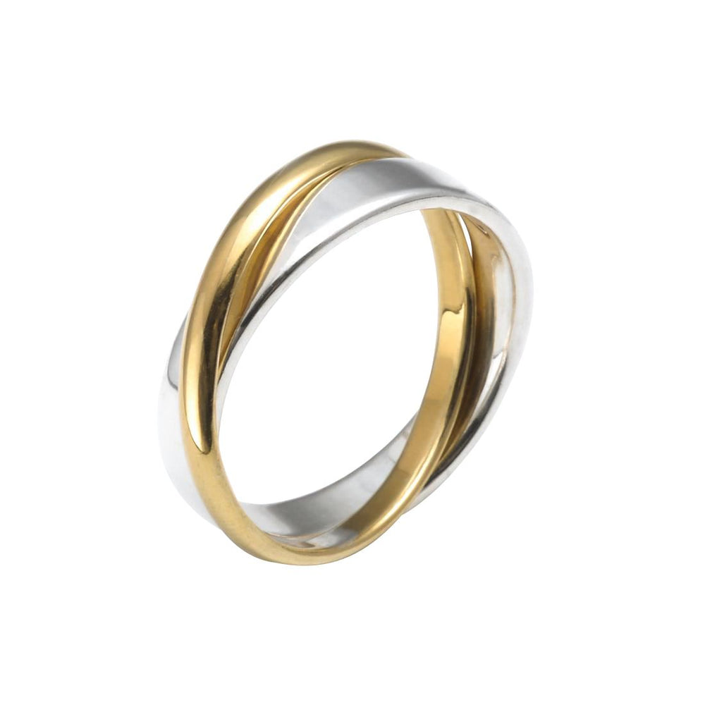 Yellow Gold Plated Sterling Silver Double Band Russian Wedding Ring