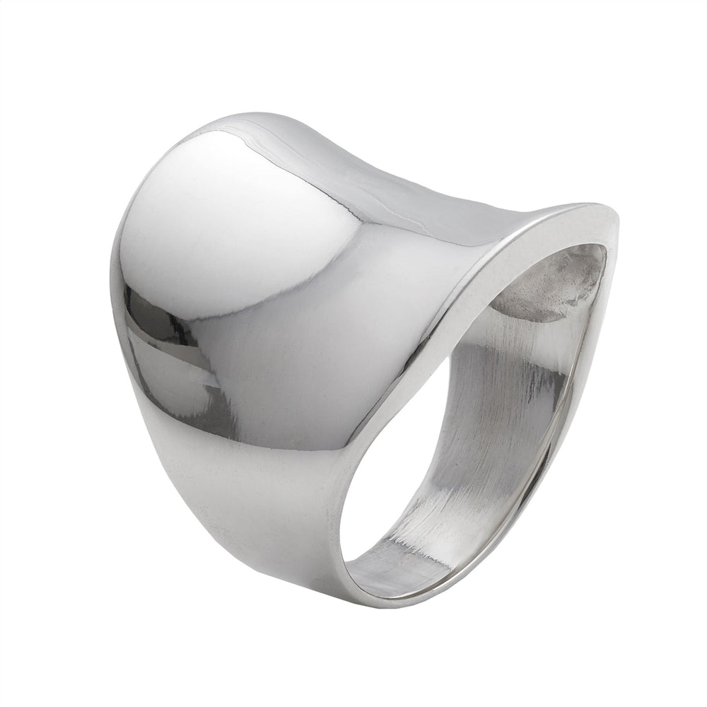 Sterling Silver Wide Polished Concave Band Ring for Finger & Thumb