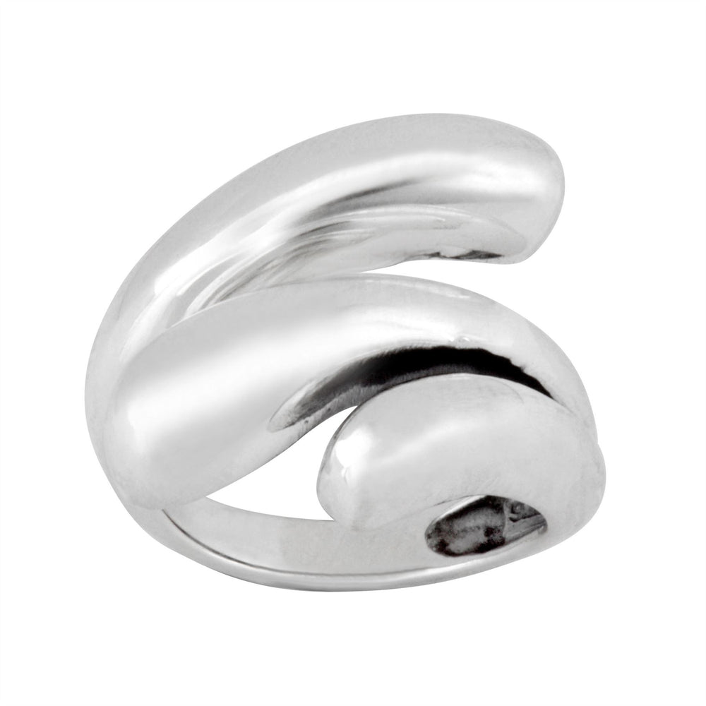 Sterling Silver Statement Modern Chunky Wrap Overlapping Teardrop Ring