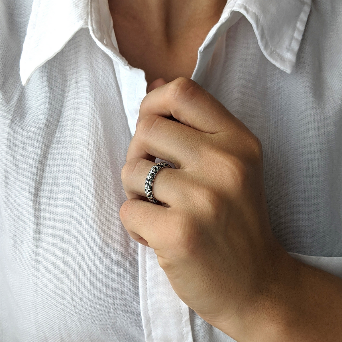 Sterling Silver Fleur-de-Lis Ring Antique-Style Jewellery Silverly
