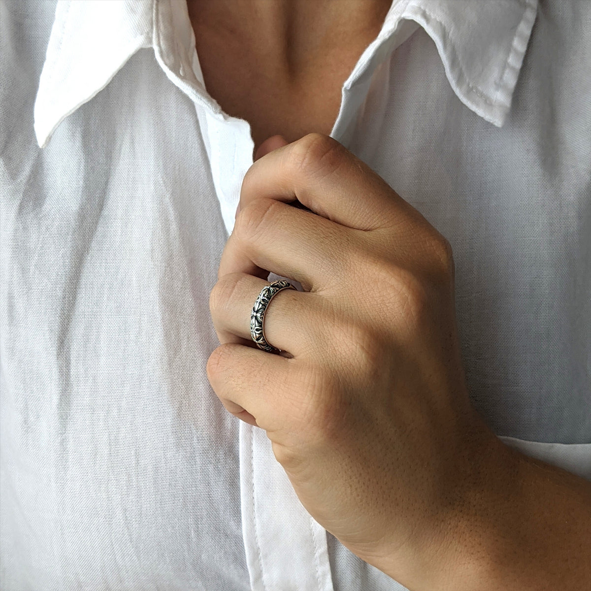 Sterling Silver Fleur-de-Lis Ring Antique-Style Jewellery Silverly