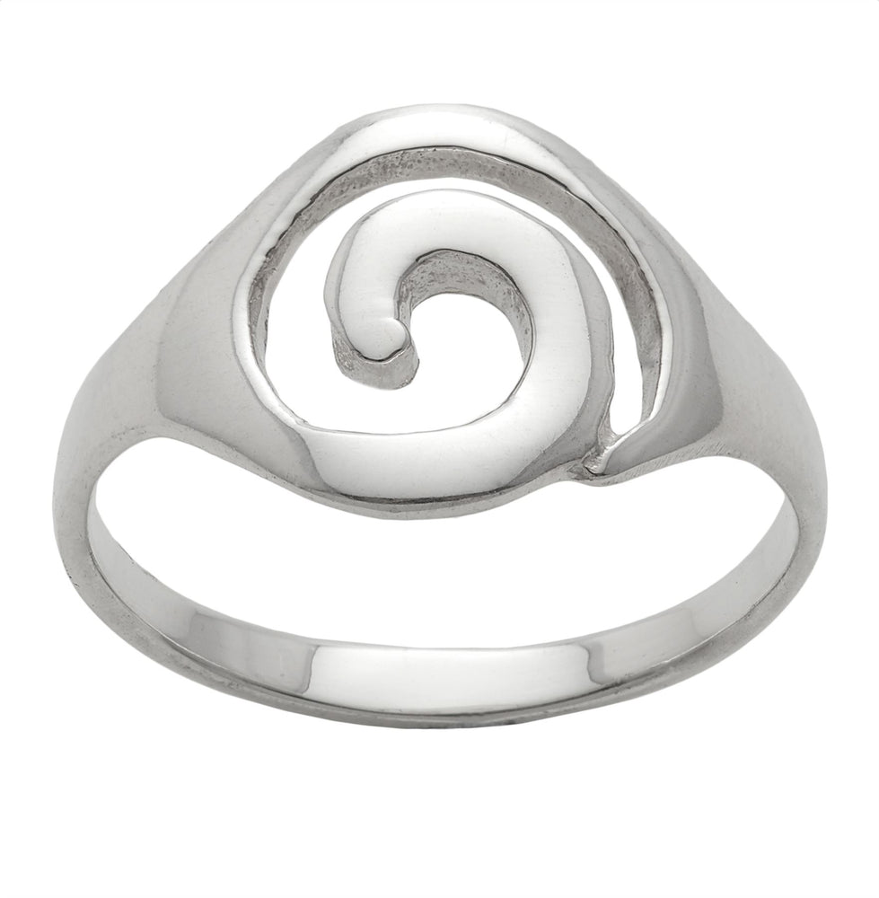 Sterling Silver Open Spiral Swirl Cute Simple Signet Style Ring