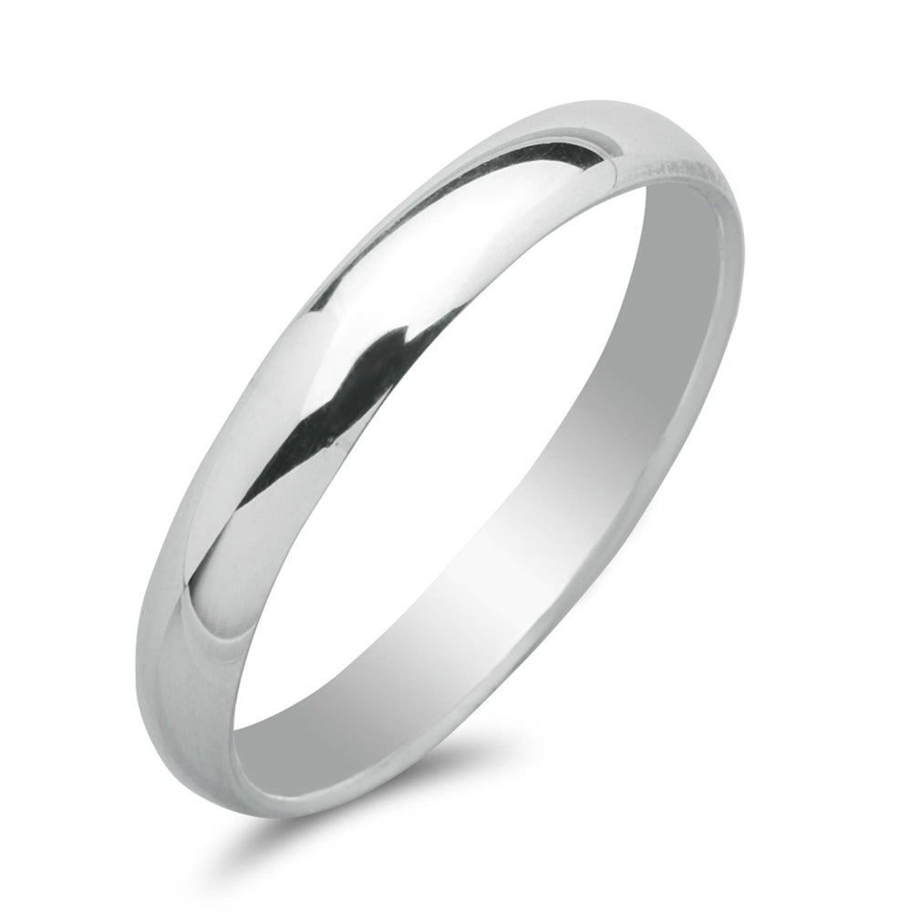 Sterling Silver 3 mm Plain Wedding Band Simple Court Stackable Ring