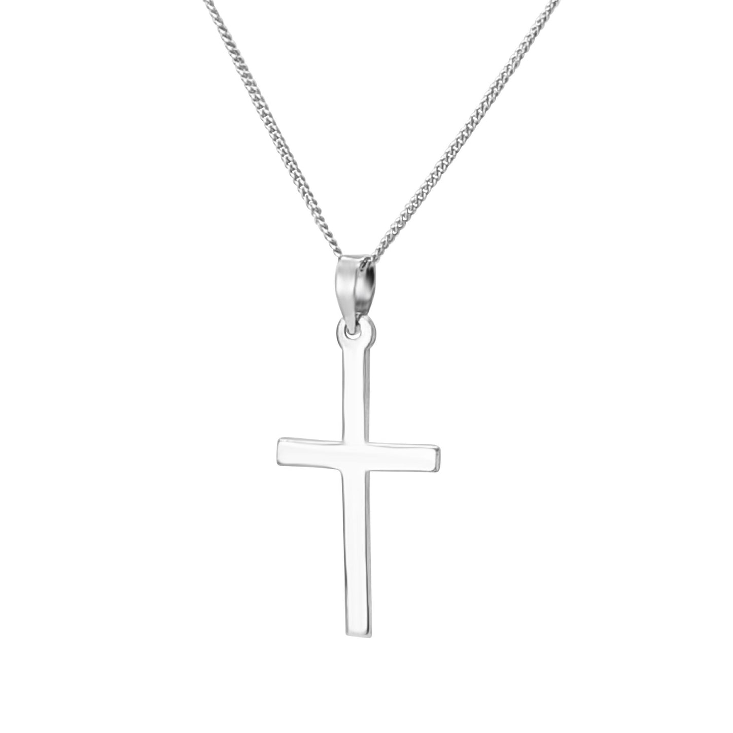 Sterling Silver Classic Cross Necklace Polished Crucifix Pendant