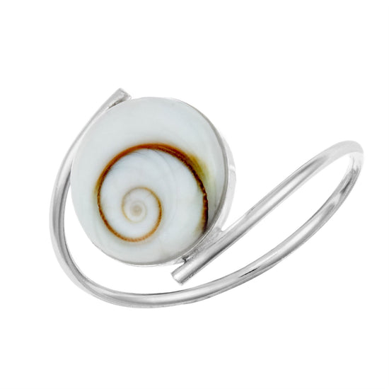 Sterling Silver Shiva Eye Shell Bypass Ring - Simple Thin Band