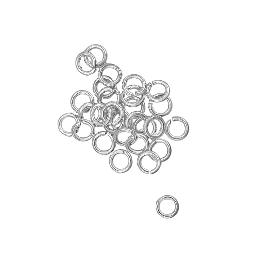 Sterling Silver Jump Rings Open Round Wire Design 10 Pack - 5mm, 6mm