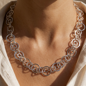 
                  
                    Sterling Silver Open Circle Necklace - Chunky Geometric Chain
                  
                