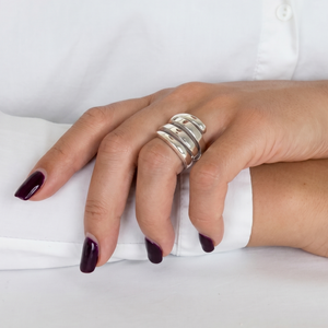 
                  
                    Sterling Silver Chunky Overlapping Ring - Wraparound Multi Band
                  
                