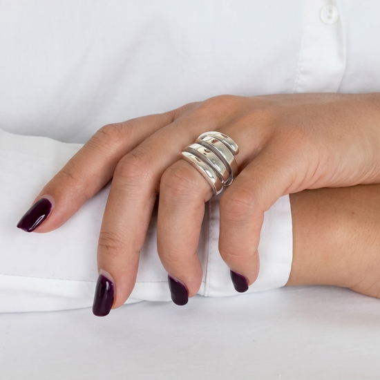 Sterling Silver Chunky Overlapping Ring - Wraparound Multi Band