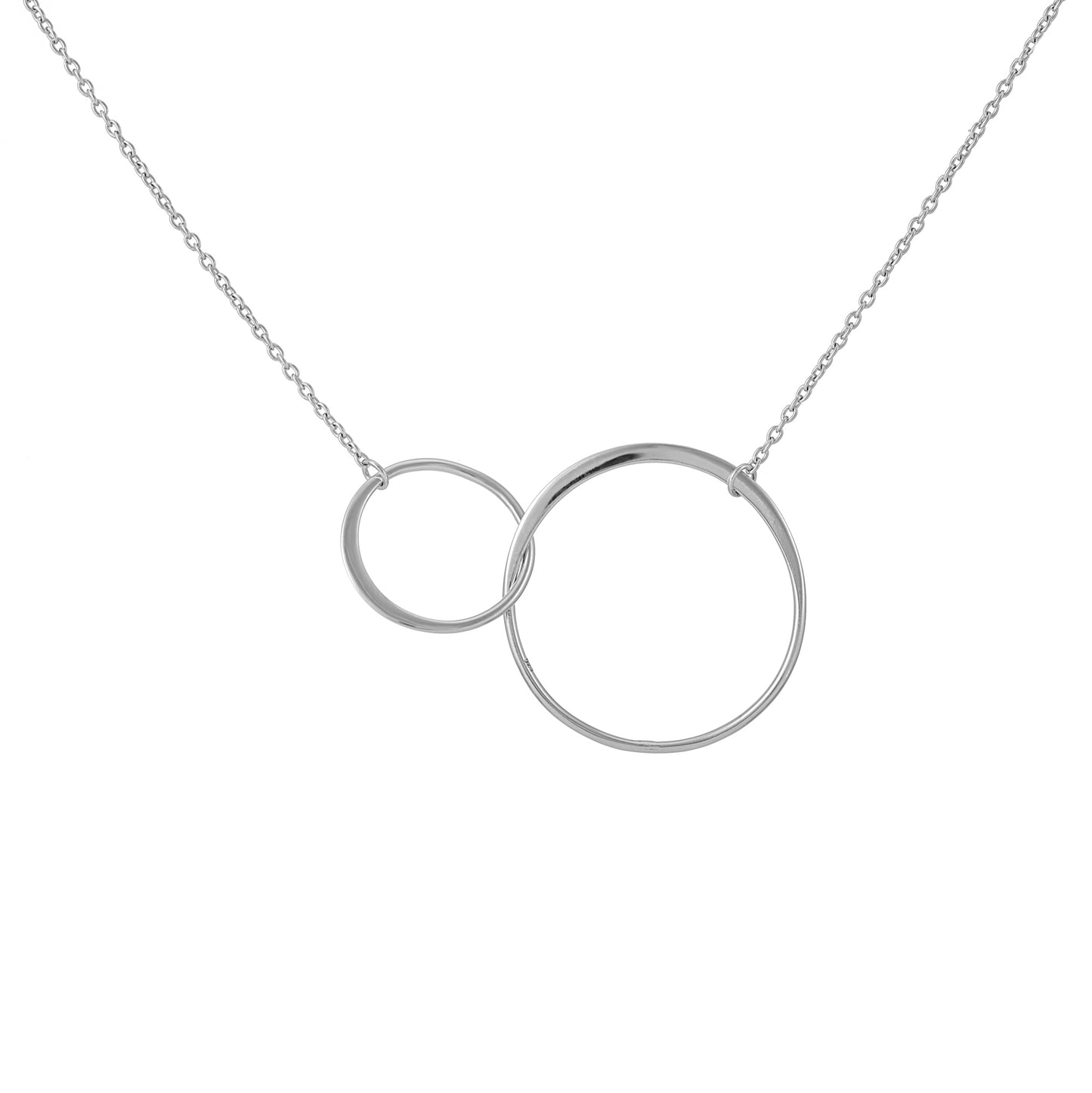 Sterling Silver Simple Minimalist Interlocking Circles Chain Necklace