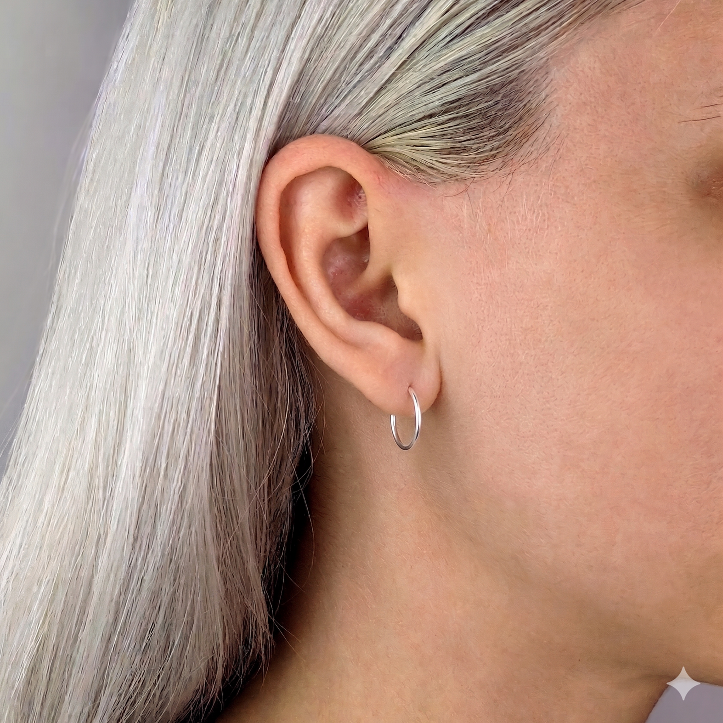 Sterling silver 12mm round sleeper hoops — pair of small hoop earrings in 925 silver