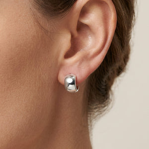 
                  
                    Sterling silver small dome huggie hoop earrings — 12mm chunky cuff hoops
                  
                