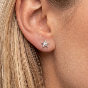 
                  
                    Sterling Silver Faceted Star Stud Earrings - Small Celestial Studs
                  
                