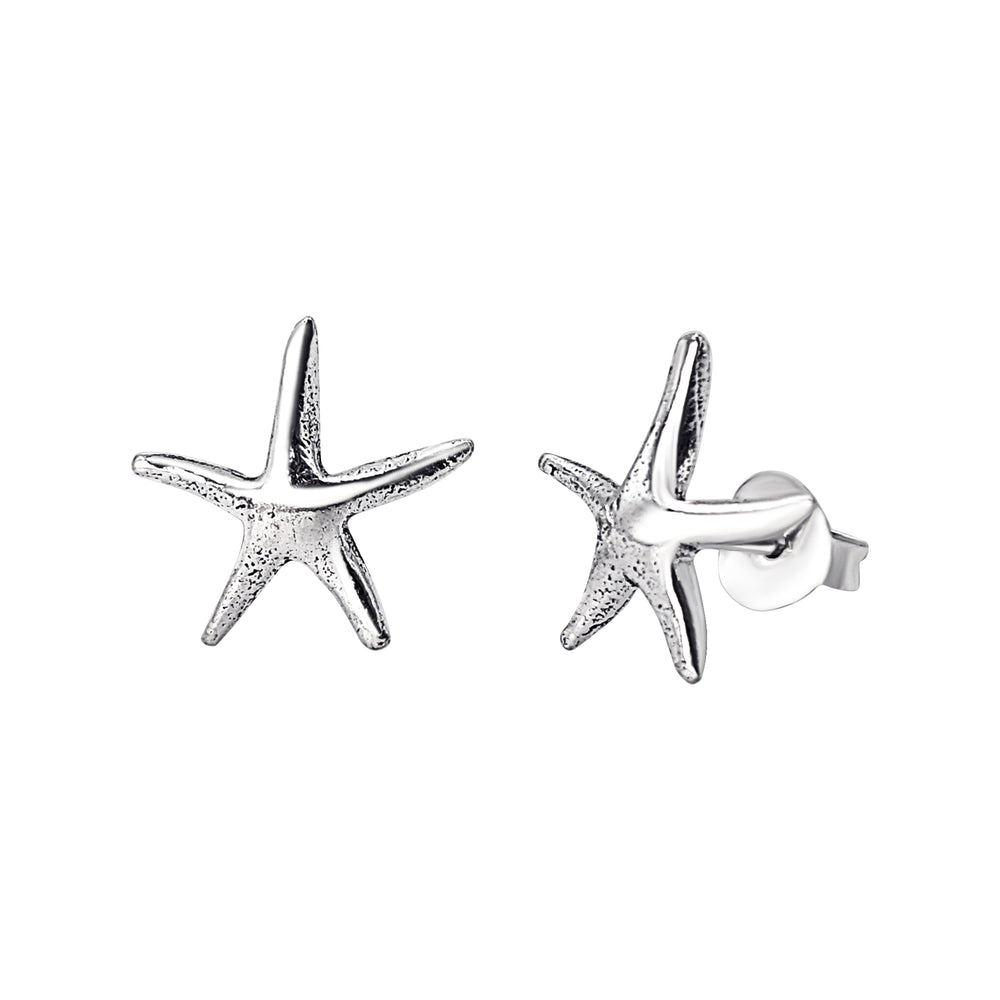 Sterling Silver Starfish Stud Earrings - Beach-Inspired Studs