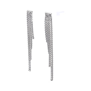 
                  
                    Sterling Silver Box Chain Tassel Earrings - Multi-Strand Drop Style
                  
                