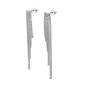 
                  
                    Sterling Silver Box Chain Tassel Earrings - Multi-Strand Drop Style
                  
                