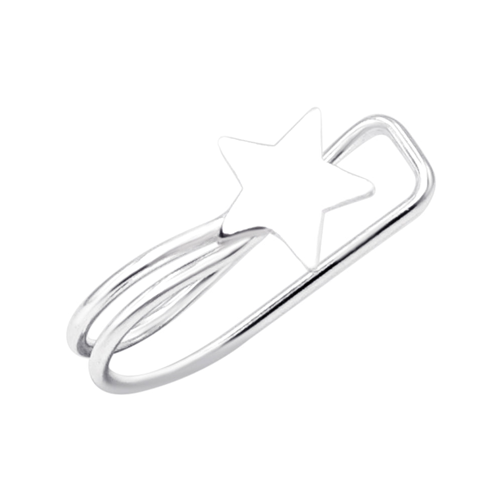 Sterling Silver Flat Star Cuff Earring - Celestial Ear Cuff