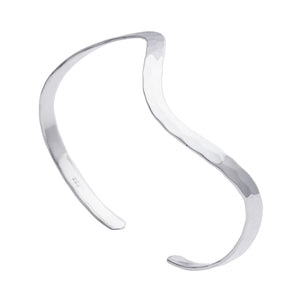 
                  
                    Sterling silver hammered wavy bangle — simple adjustable cuff
                  
                