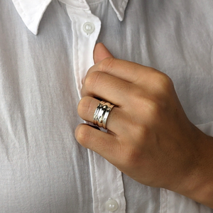 
                  
                    Sterling Silver Grooved Barrel Ring - Wide Cigar Band
                  
                