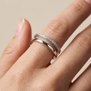 
                  
                    Sterling Silver Cubic Zirconia Double Ring - Half Eternity Multi-Band
                  
                