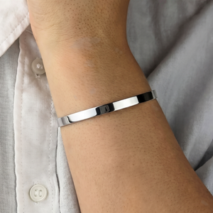 
                  
                    Sterling Silver Flat Identity Cuff Bangle - Plain Adjustable ID Bracelet
                  
                