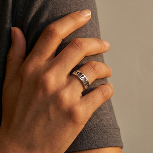 
                  
                    Sterling Silver Roman Numeral Band Ring - Cut-Out Design
                  
                